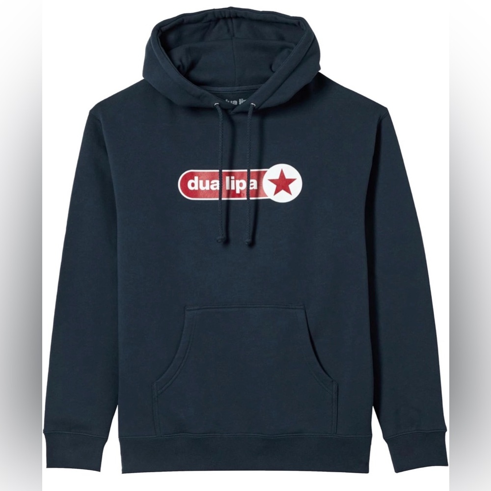 Dua Lipa Official Merch DL Logo Hoodie Navy Blue Medium